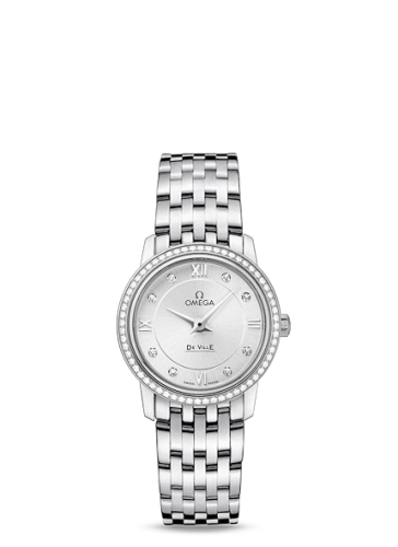 Omega De Ville Prestige Quartz 27.4 Stainless Steel / Diamond / Silver / Bracelet